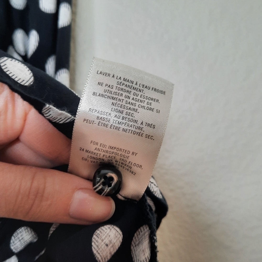 Anthropologie Maeve Black Dottie Ruffled Top 2 - Picture 8 of 8